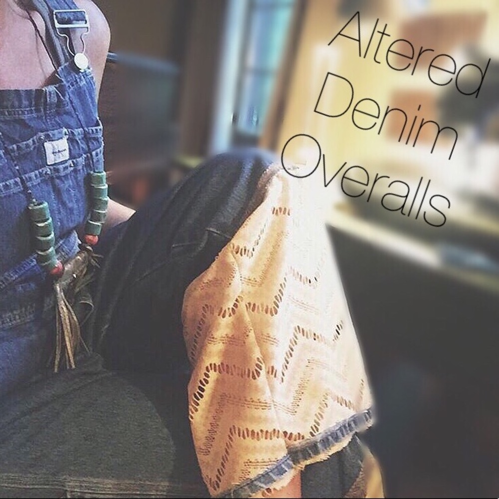 OOAK Artisan Revamped Calvin Klein Overalls Raw Hem & Zigzag Extension L - Picture 5 of 11
